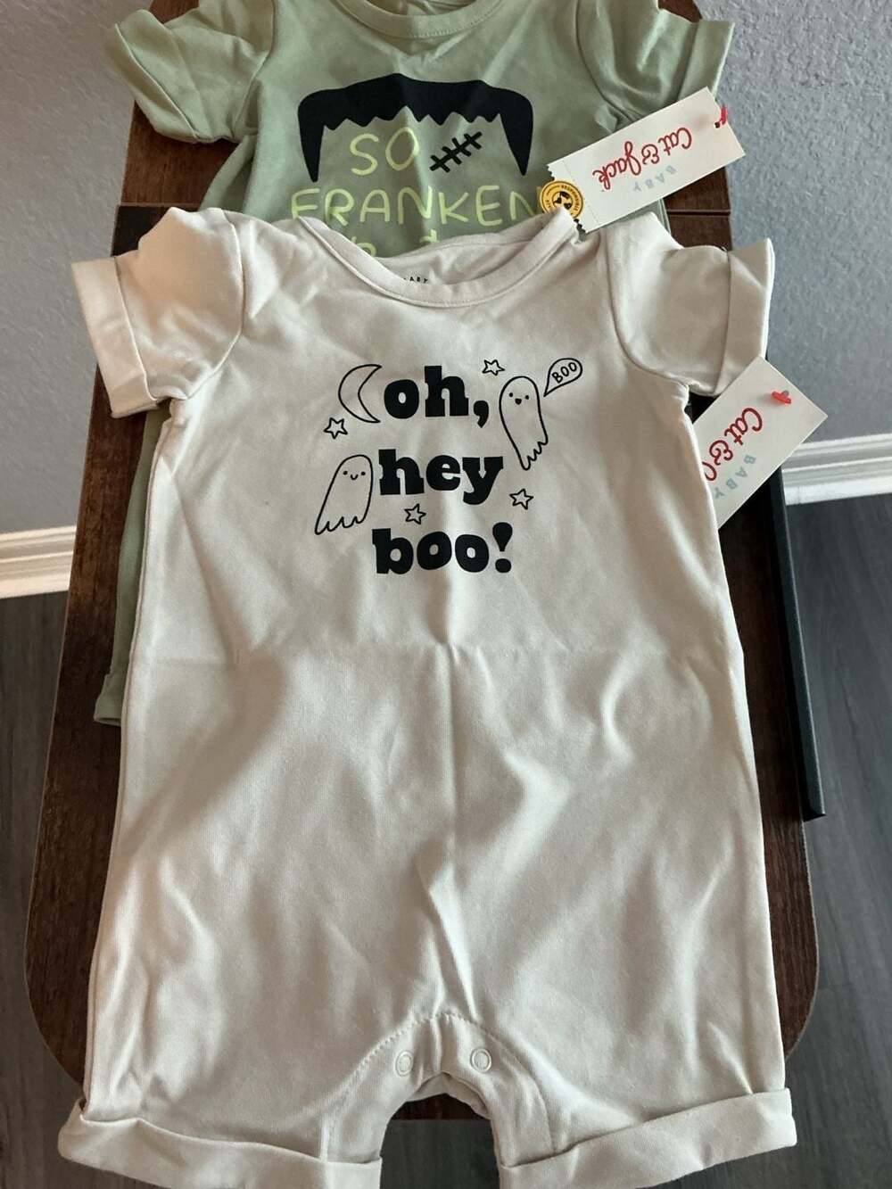 Bundle Cat & Jack Baby Oh Hey Boo Romper Size 6-9M White Halloween